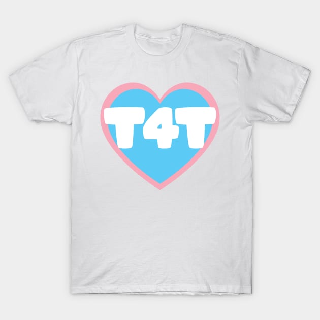 T4T - Heart - Blue - Valentines Trans Pride T-Shirt by LaLunaWinters